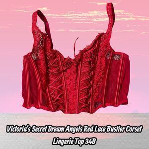 Preowned Victoria’s Secret Dream Angels Red Lace Bustier Corset Lingerie Top M